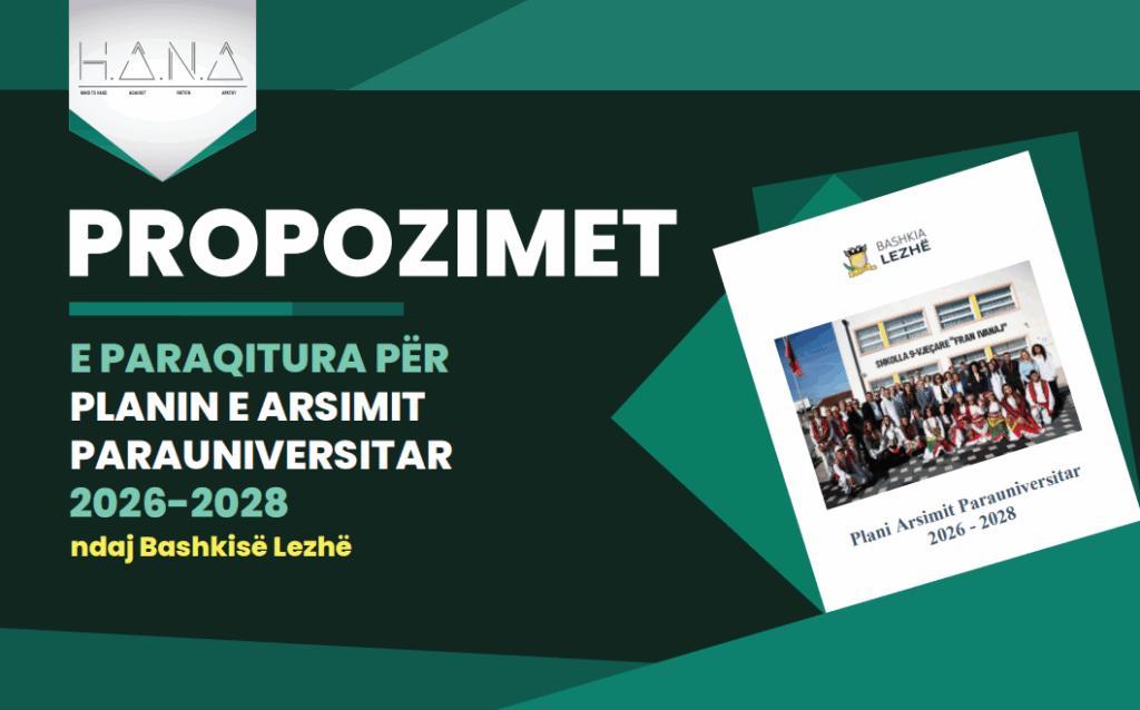 Plani i Arsimit Parauniversitar 2026-2028 / Qendra Rinore H.A.N.A. paraqet në publik propozimet e saj