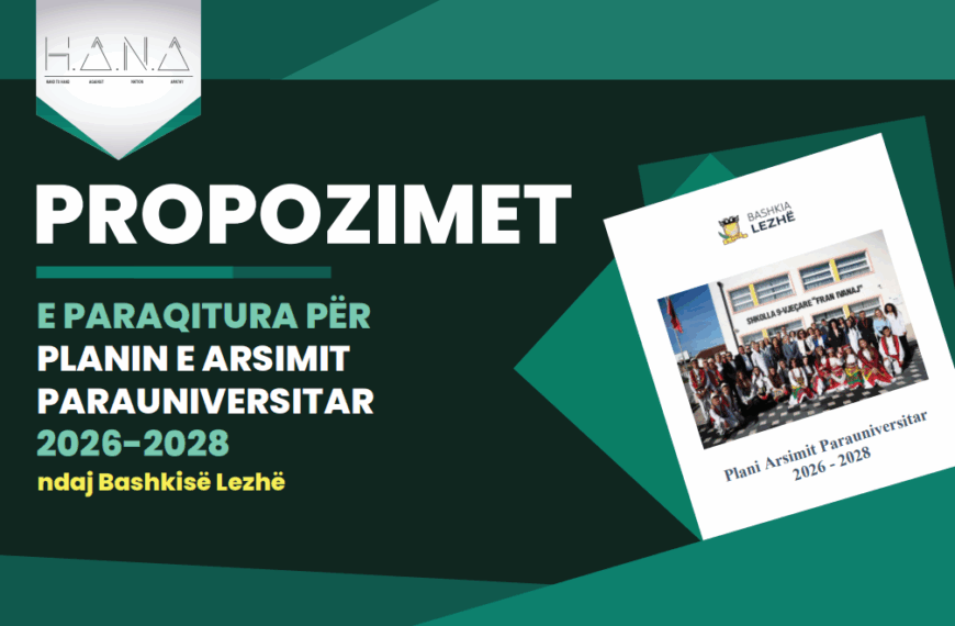 Plani i Arsimit Parauniversitar 2026-2028 / Qendra Rinore H.A.N.A. paraqet në publik propozimet e saj